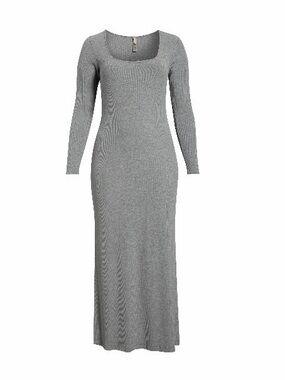 Skims Soft Lounge Dress Long Sleeve NWT Ribbed Knit DIRECT XXS Onyx 4X Grey